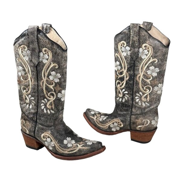 CORRAL‎ Women's Circle G L5175 Floral Embroidered Cowgirl Sz 6.5 M Boots
